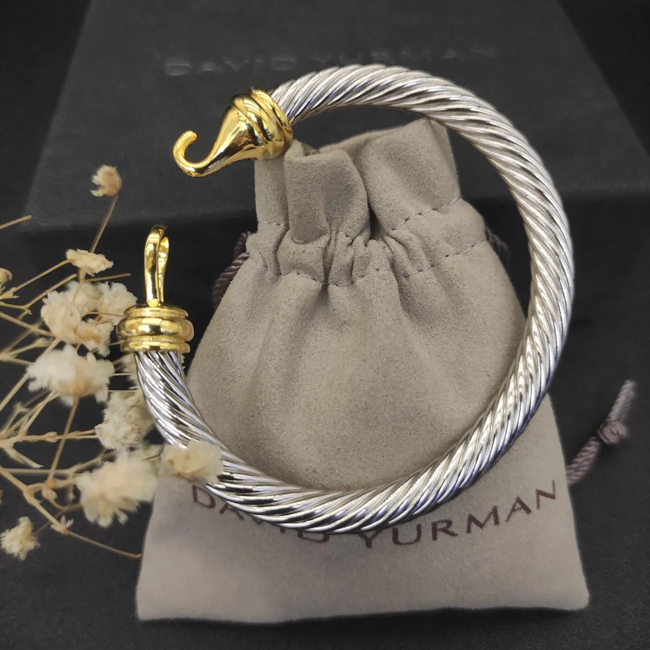 David Yurman Bracelet torsadé câble bicolore argent-or 7