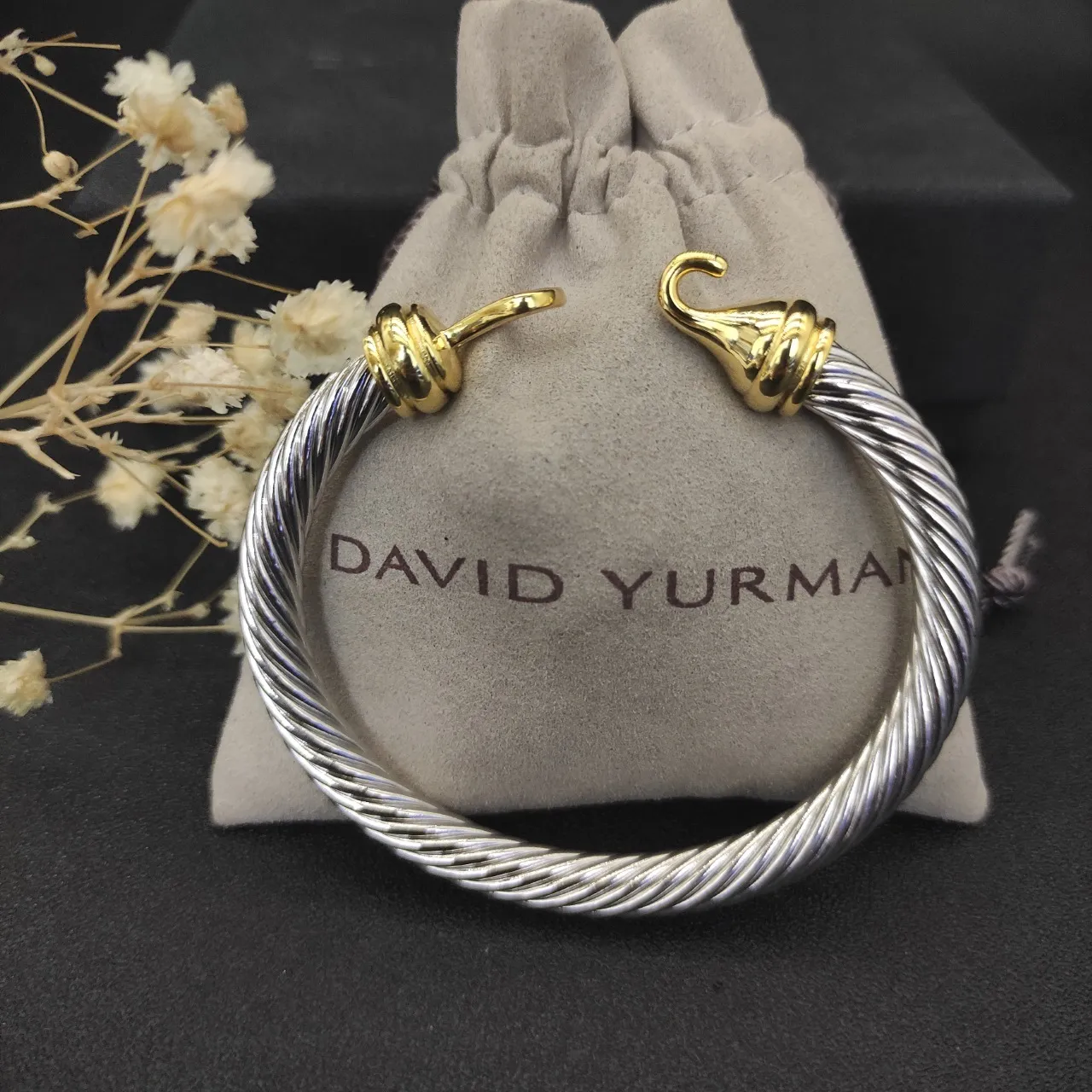 David Yurman Bracelet torsadé câble bicolore argent-or 8