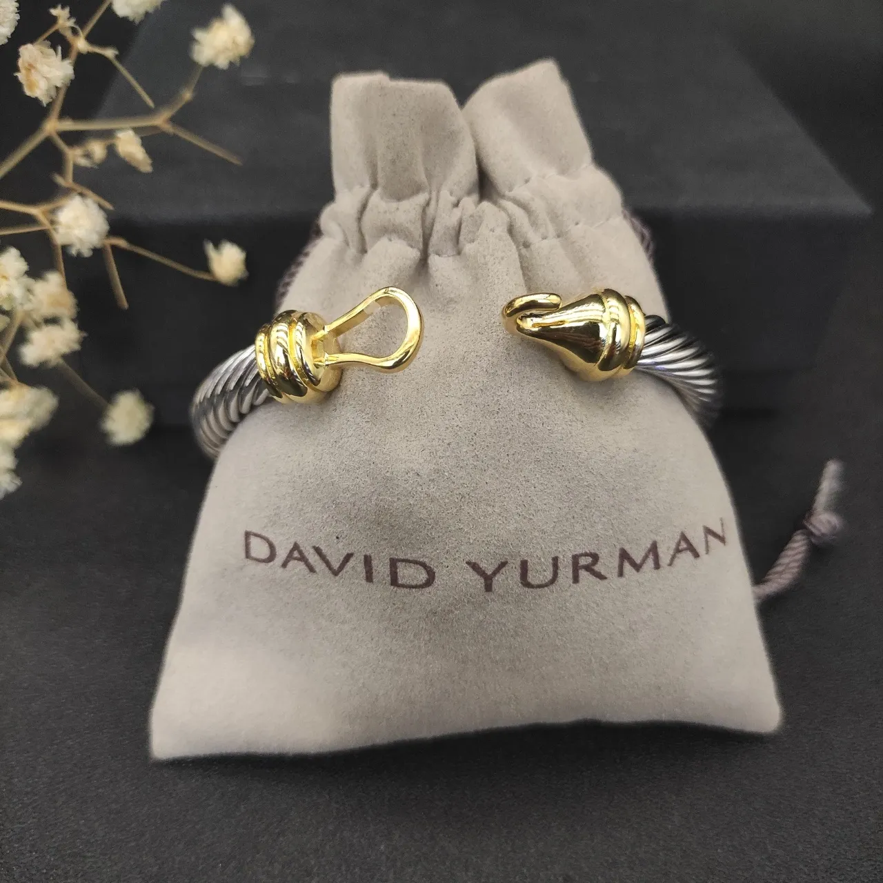 David Yurman Bracelet torsadé câble bicolore argent-or 9