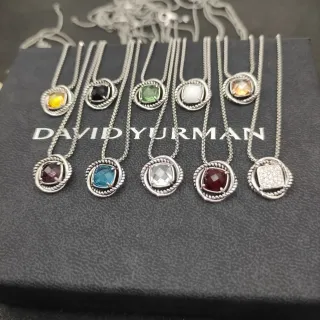 Collier David Yurman Argent Multicolore Bords en Trame Bezels Gemmes Taille Coussin