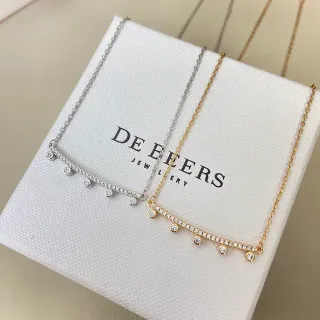 DE BEERS রুপা সোনা অনুভূমিক বার পেন্ডেন্ট প্যাভে-সেট সেন্টার সেকশন নেকলেস