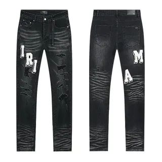 Distressed Graphic-Print Slim-Fit Washed Black Jeans