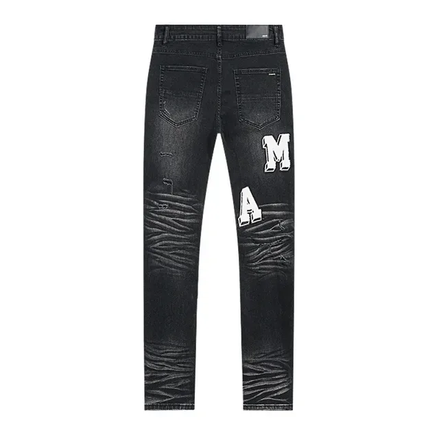 Distressed Graphic-Print Slim-Fit Washed Black Jeans 3