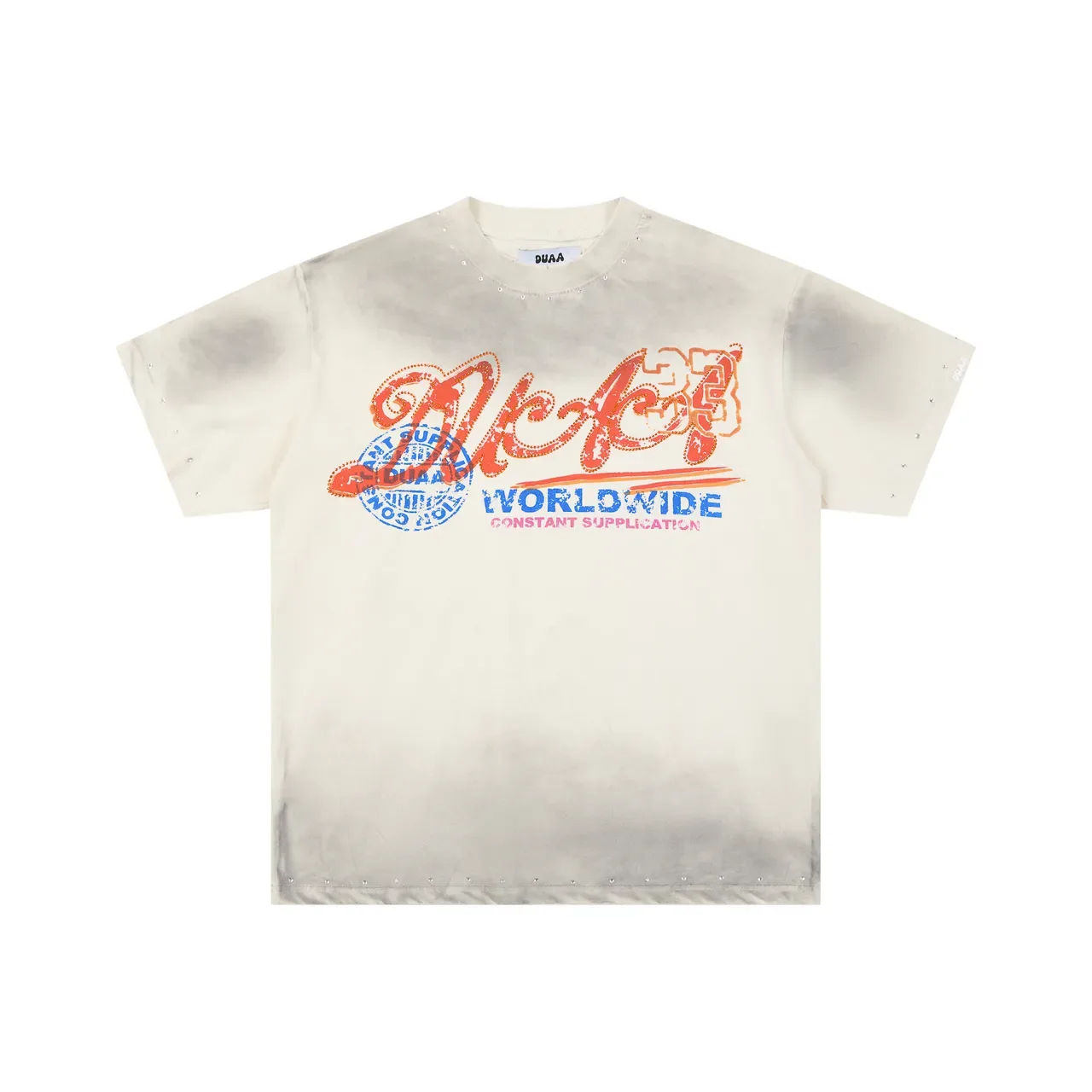 Distressed Graphic Print Studded Oversized T-Shirt 3