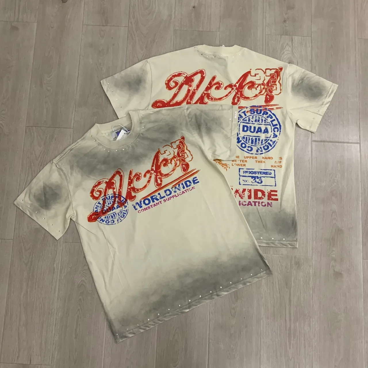 Distressed Graphic Print Studded Oversized T-Shirt 4