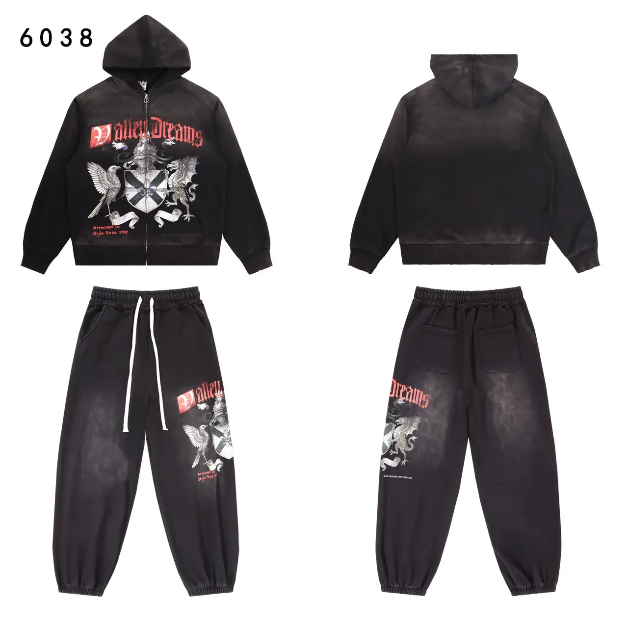 Hoodie à capuche avec impression graphique distressed à fermeture éclair 3