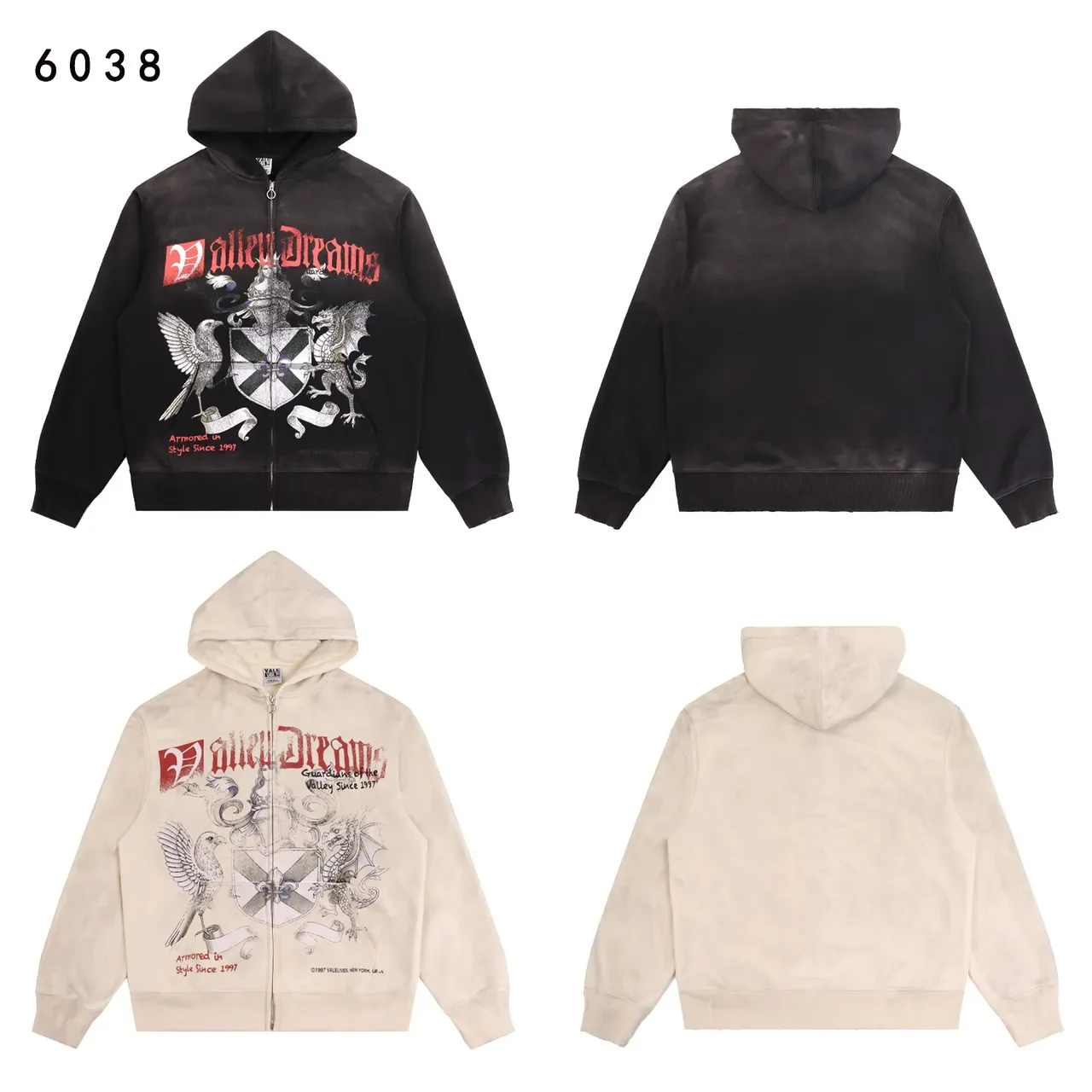 Hoodie à capuche avec impression graphique distressed à fermeture éclair 4