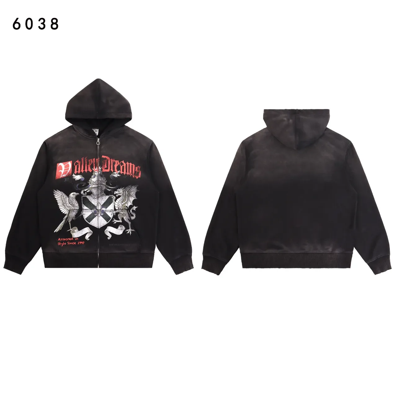 Hoodie à capuche avec impression graphique distressed à fermeture éclair 6