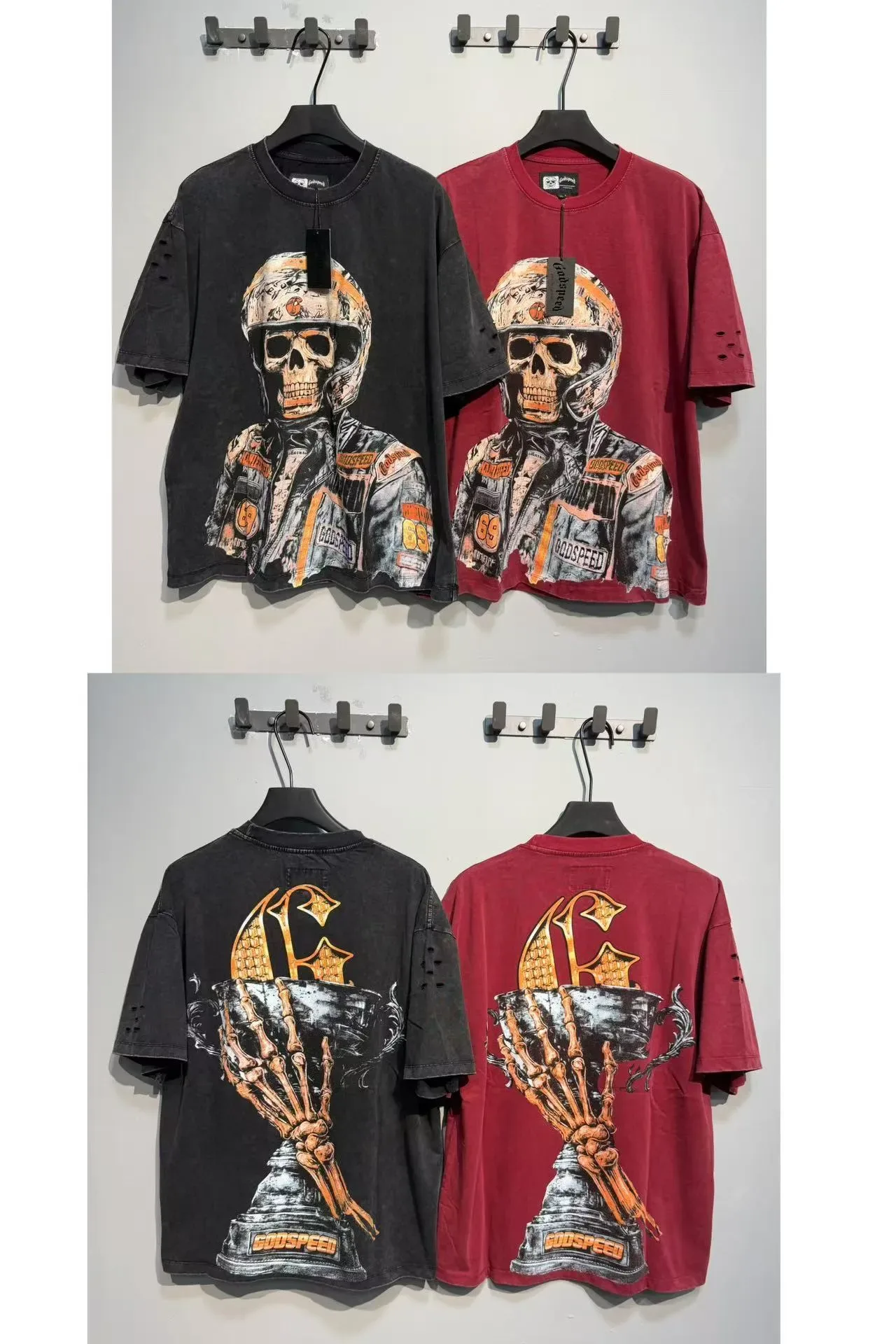 Distressed Graphic Skull Racer T-Shirt 2