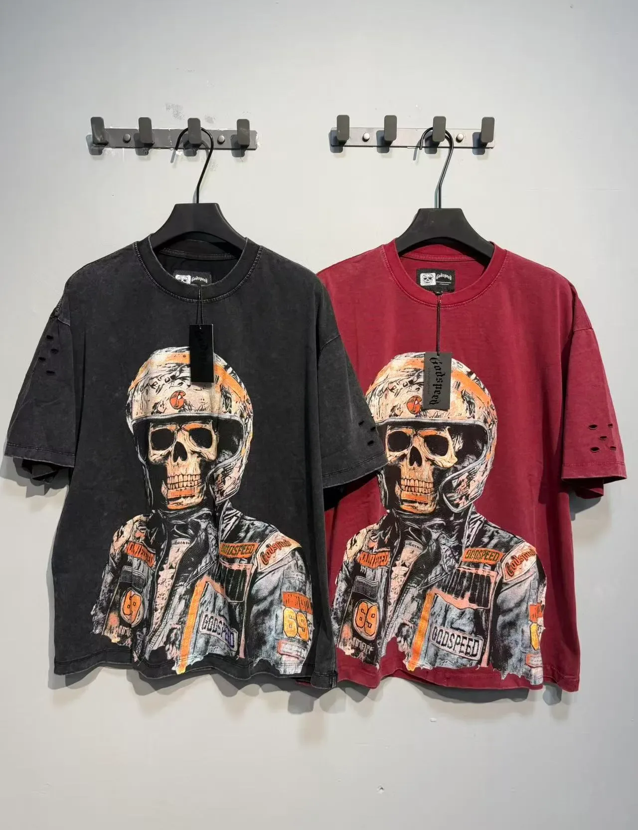 Distressed Graphic Skull Racer T-Shirt 3