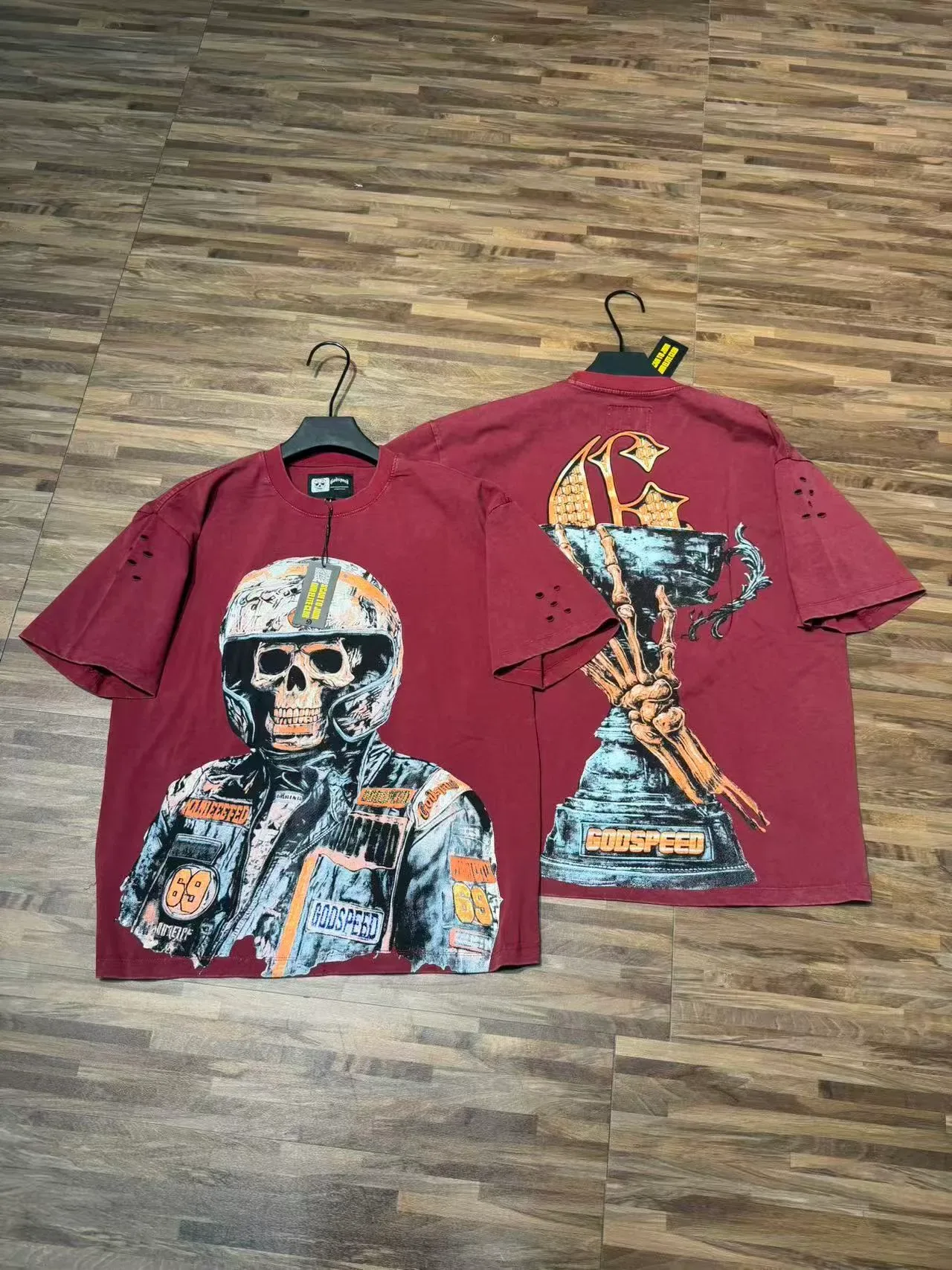 Distressed Graphic Skull Racer T-Shirt 7