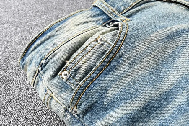 Distressed Patchwork Light-Wash Slim-Fit Jeans 3