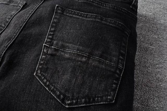 جينز أسود slim-fit مرصع بالمسامير مشقق 10