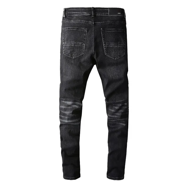 جينز أسود slim-fit مرصع بالمسامير مشقق 12