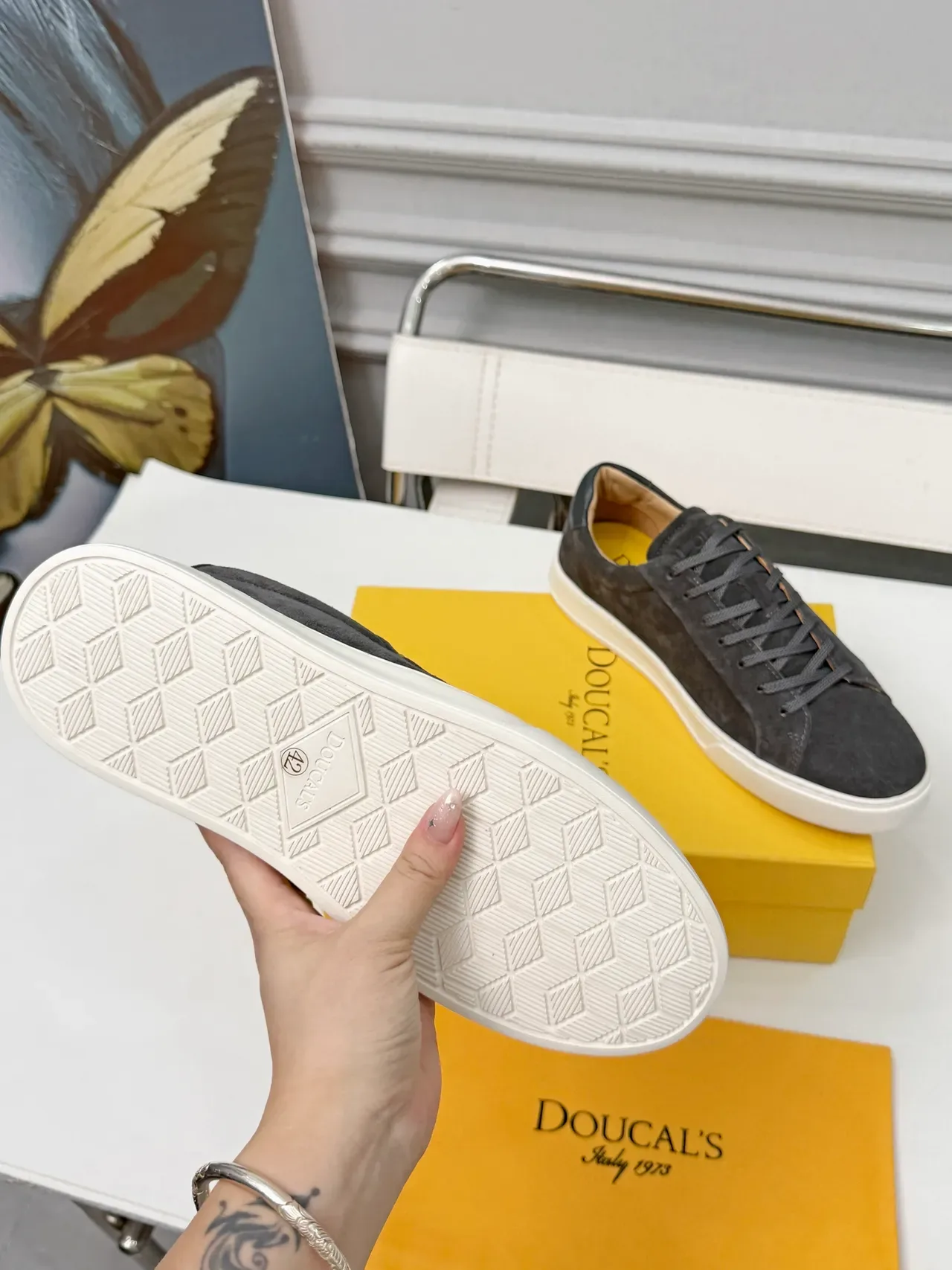 Doucal's Gray Suede Low-Top Lifestyle Sneakers 2