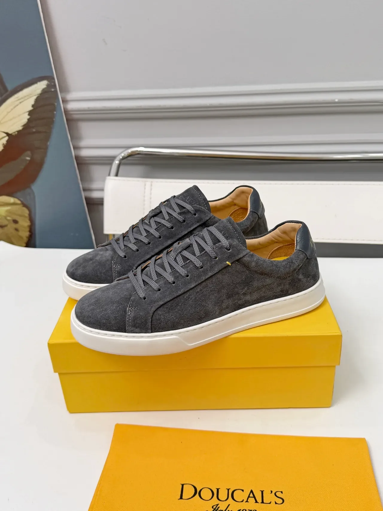 Doucal's Gray Suede Low-Top Lifestyle Sneakers 4