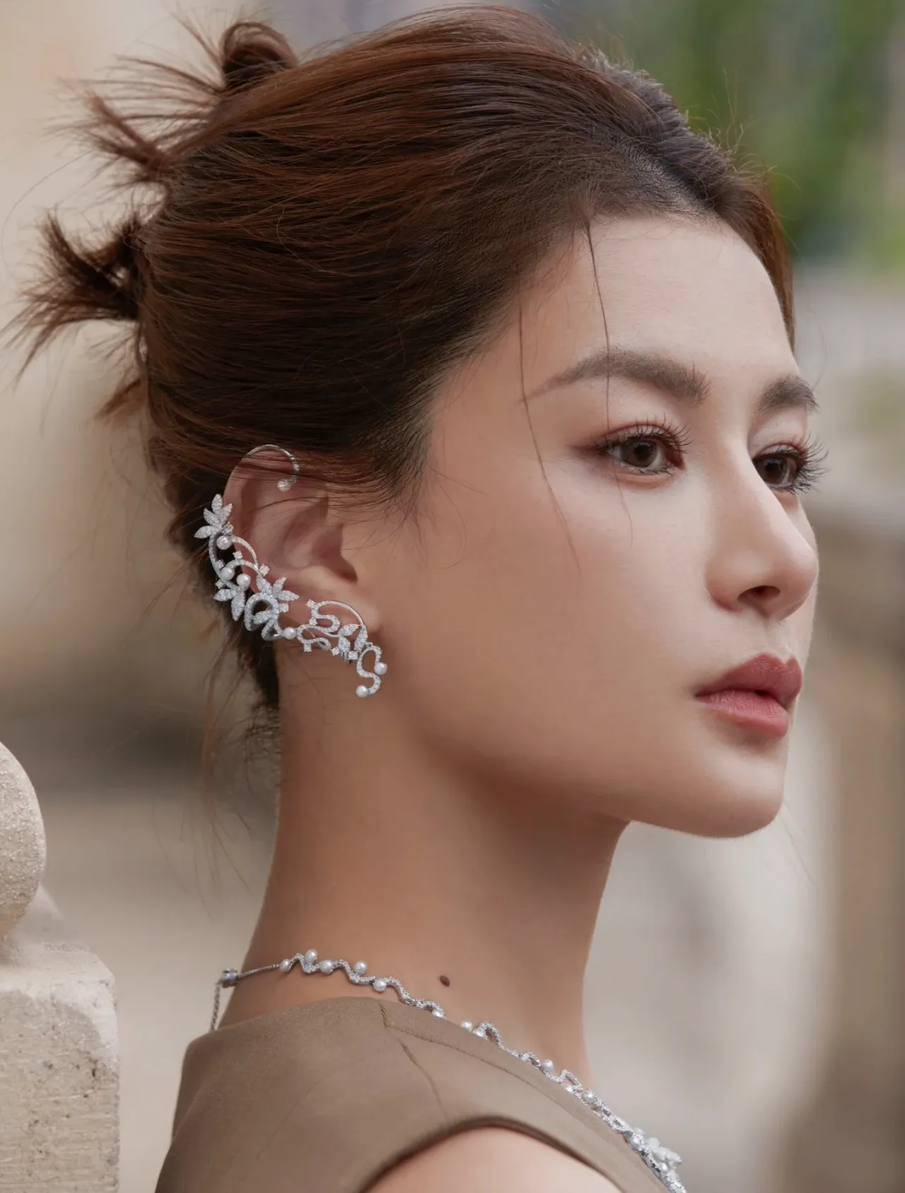 Floral Vine Pearl Pavé Ear Cuff Earrings 4