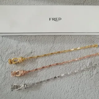 FRED سوار سلسلة روابط الخيزران ذهبية مقبض على شكل ليرة