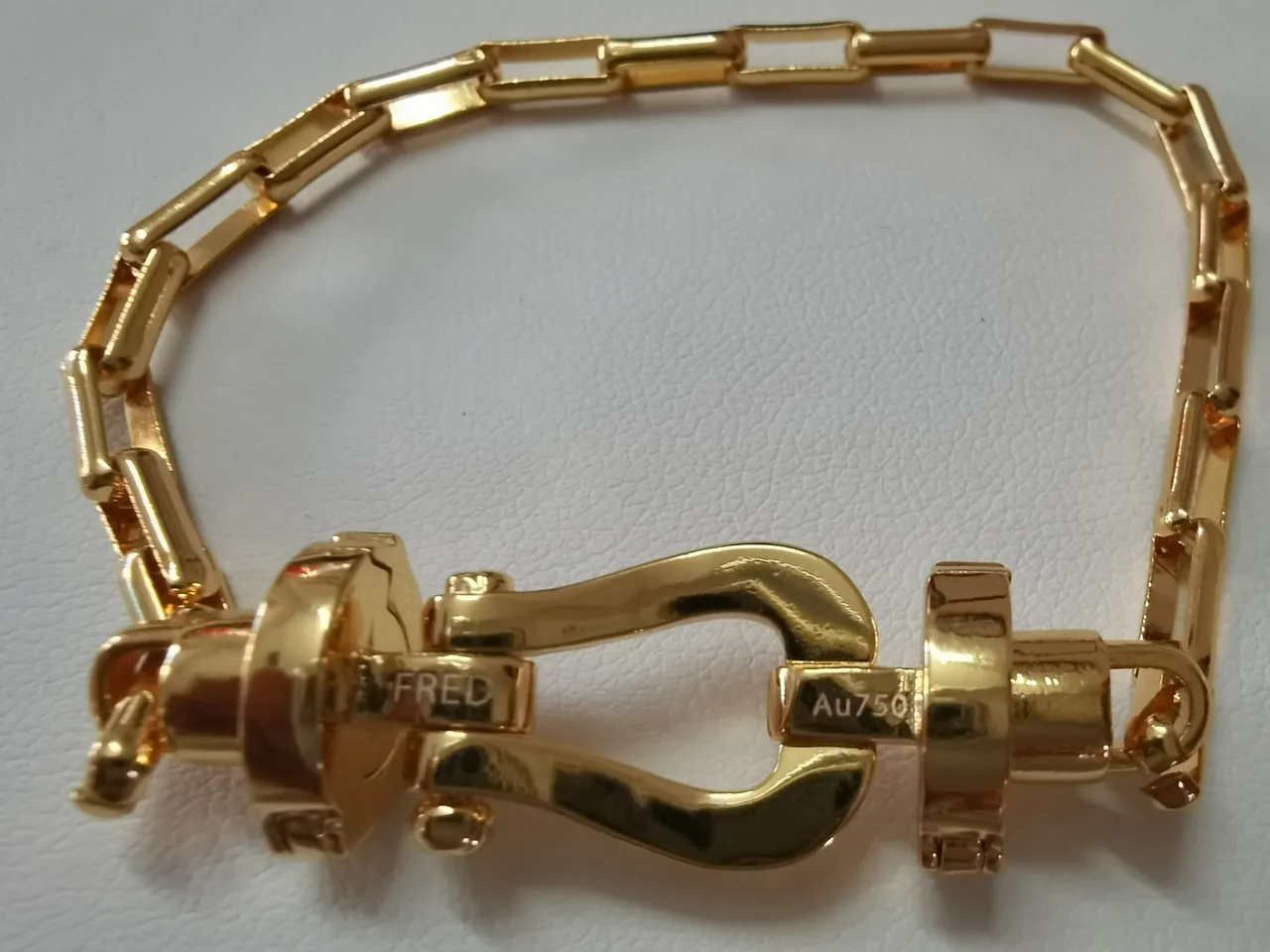 FRED Gold Bamboo-Link Chain Lyre-Shaped Clasp Bracelet 3