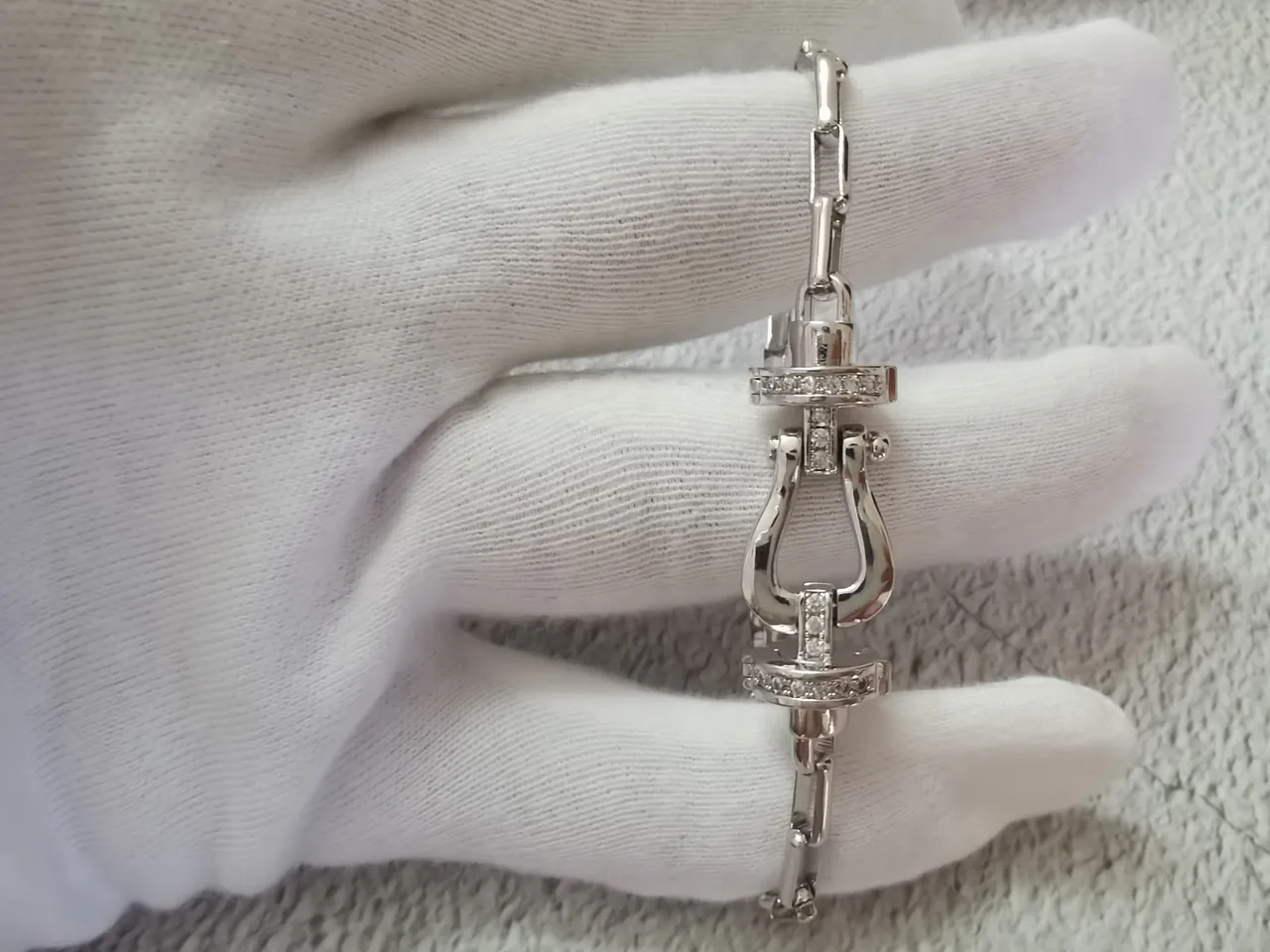 FRED Gold Bamboo-Link Chain Lyre-Shaped Clasp Bracelet 6