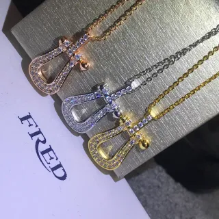 Fred সোনা রূপা Pavé-Set ঘোড়ার আকারের পেন্ডেন্ট নেকলেস