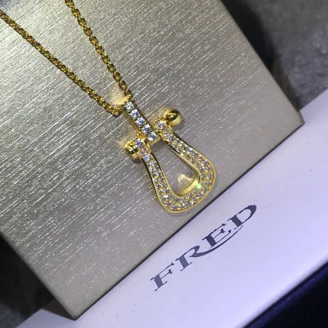 Fred ذهب فضة Pavé-Set في شكل حدابة قلادة 2