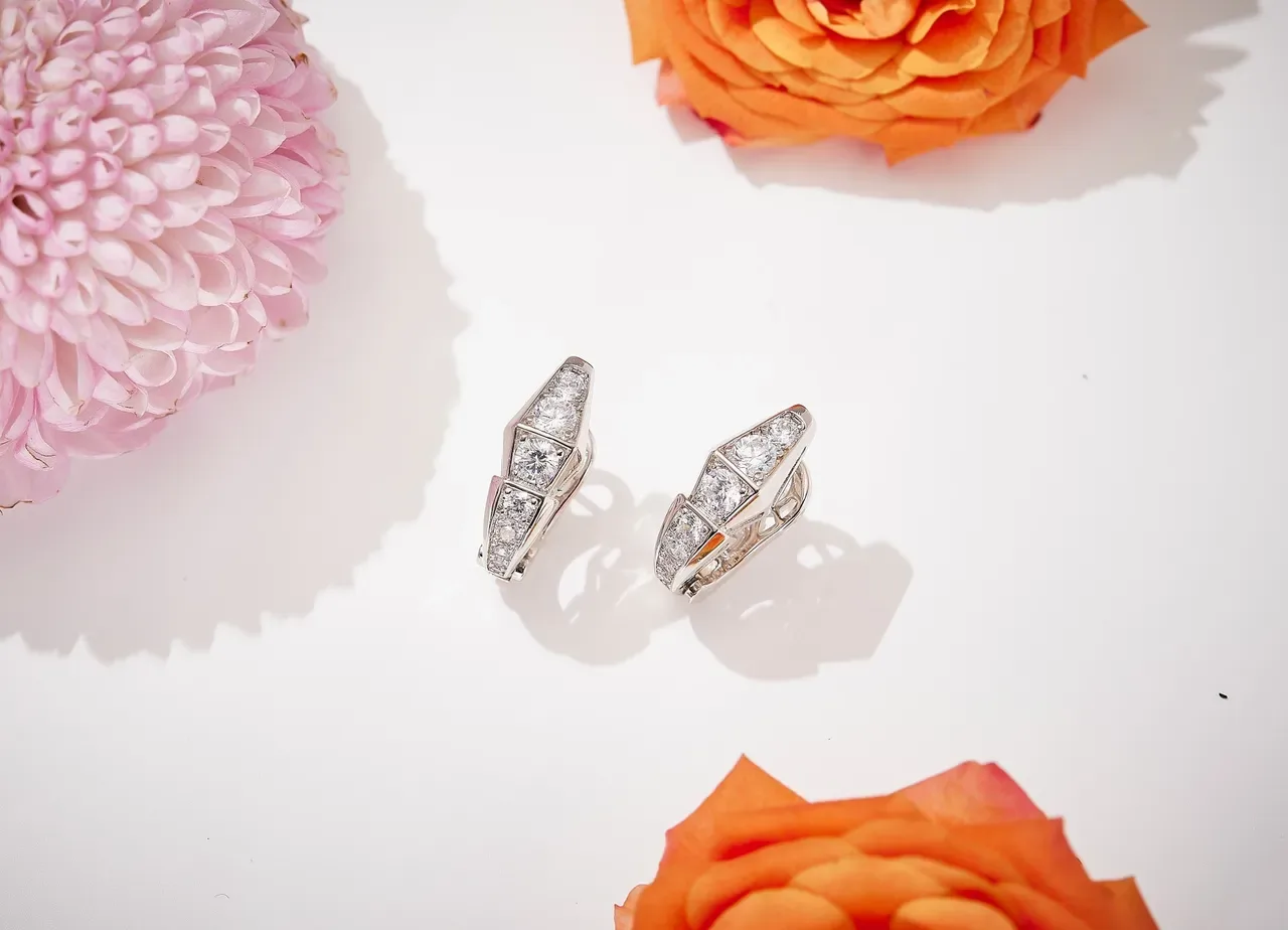 Geometric Pavé-Set Hinged Hoop Earrings 2