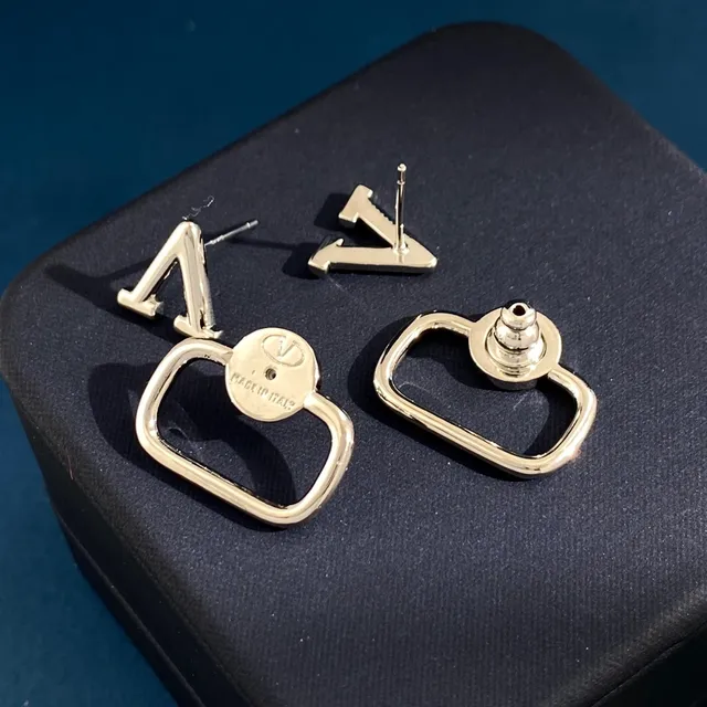 Geometric V-Motif Open-Frame Polished Silver Earrings 6