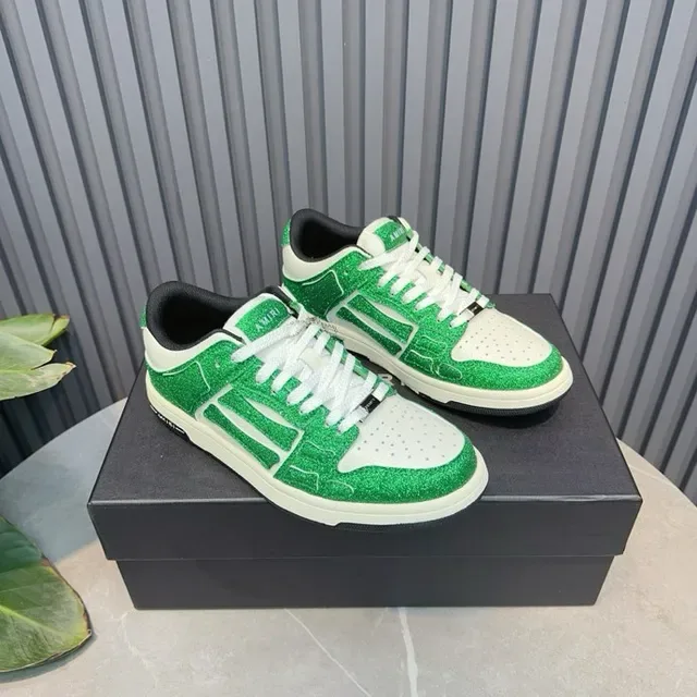 Glitter Green and White Low-Top Lifestyle Sneakers 5