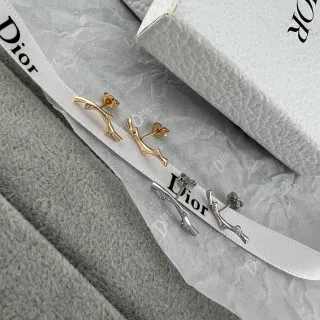 Brincos de cristal em forma de ramo de ouro e prata