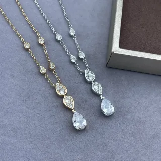 Colares com pingentes em forma de lágrima em cascata em tons de ouro e prata