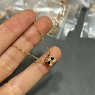 Collier Chaîne Or Noir Pendentif Hexagonal Nid d'Abeille