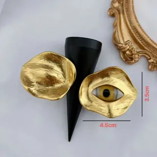 Gold Black Sculptural Eye-Motif Jewelry