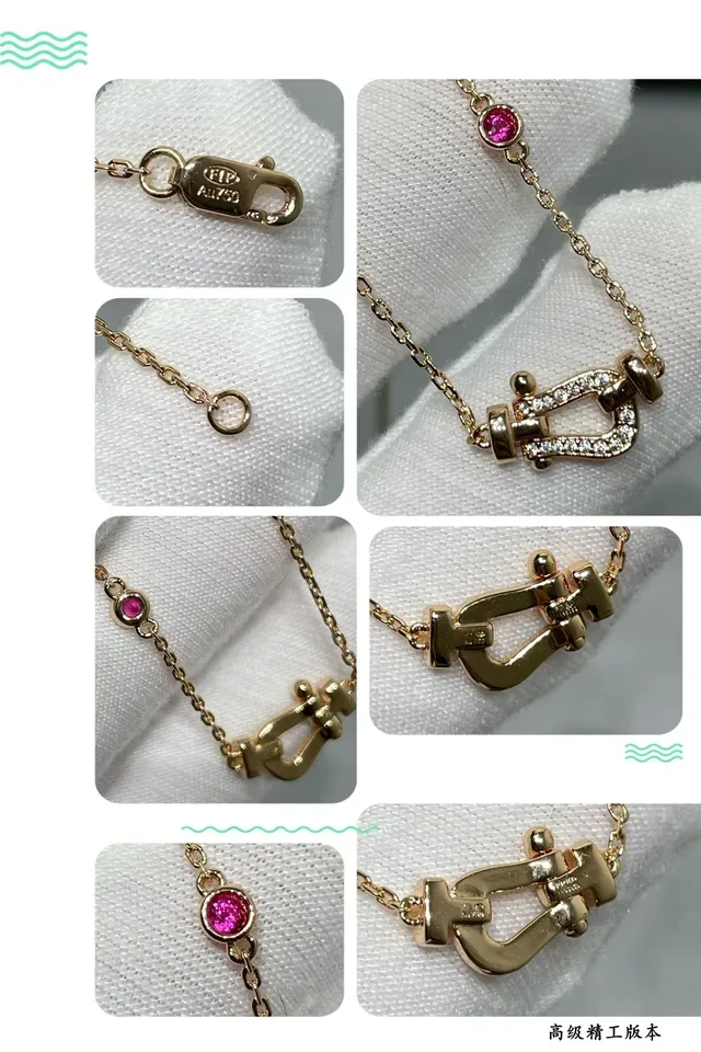 Gold Red Rose Chain Pavé-Set Clasp Pendant Necklace 2