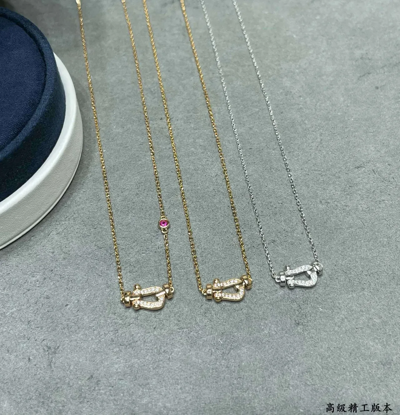 Gold Red Rose Chain Pavé-Set Clasp Pendant Necklace 4