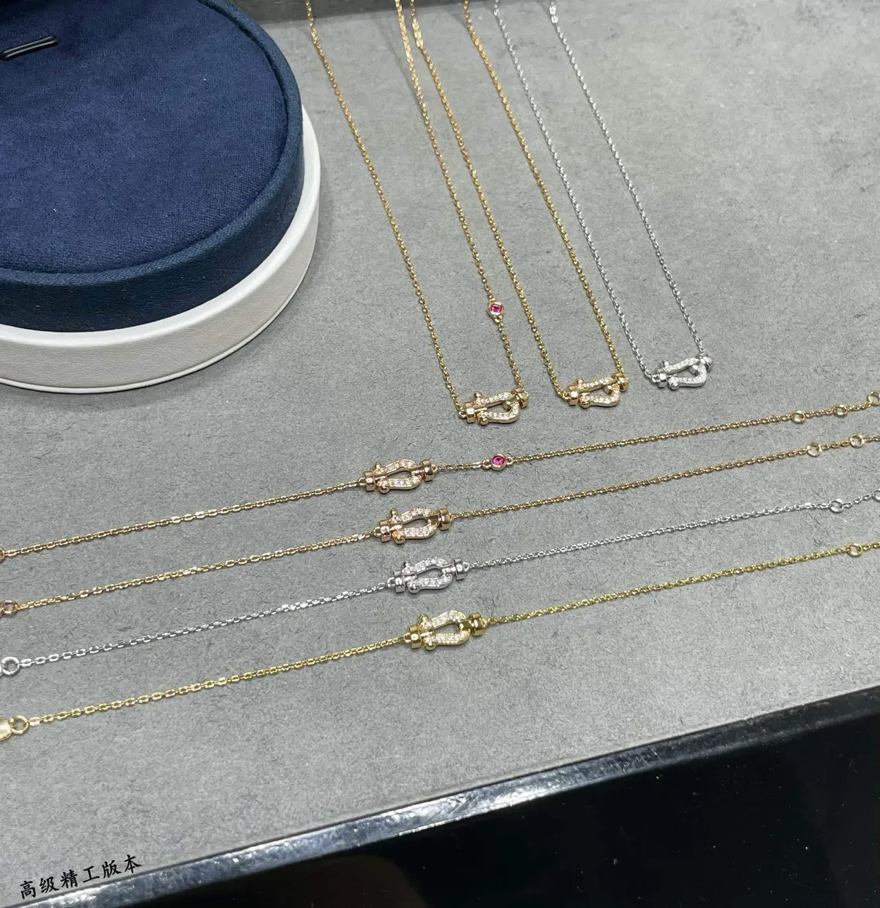 Gold Red Rose Chain Pavé-Set Clasp Pendant Necklace 6