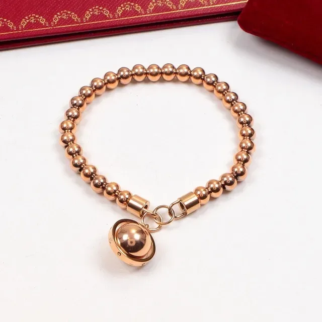 Gold Silver Beaded Chain Spherical Charm Bracelet 4