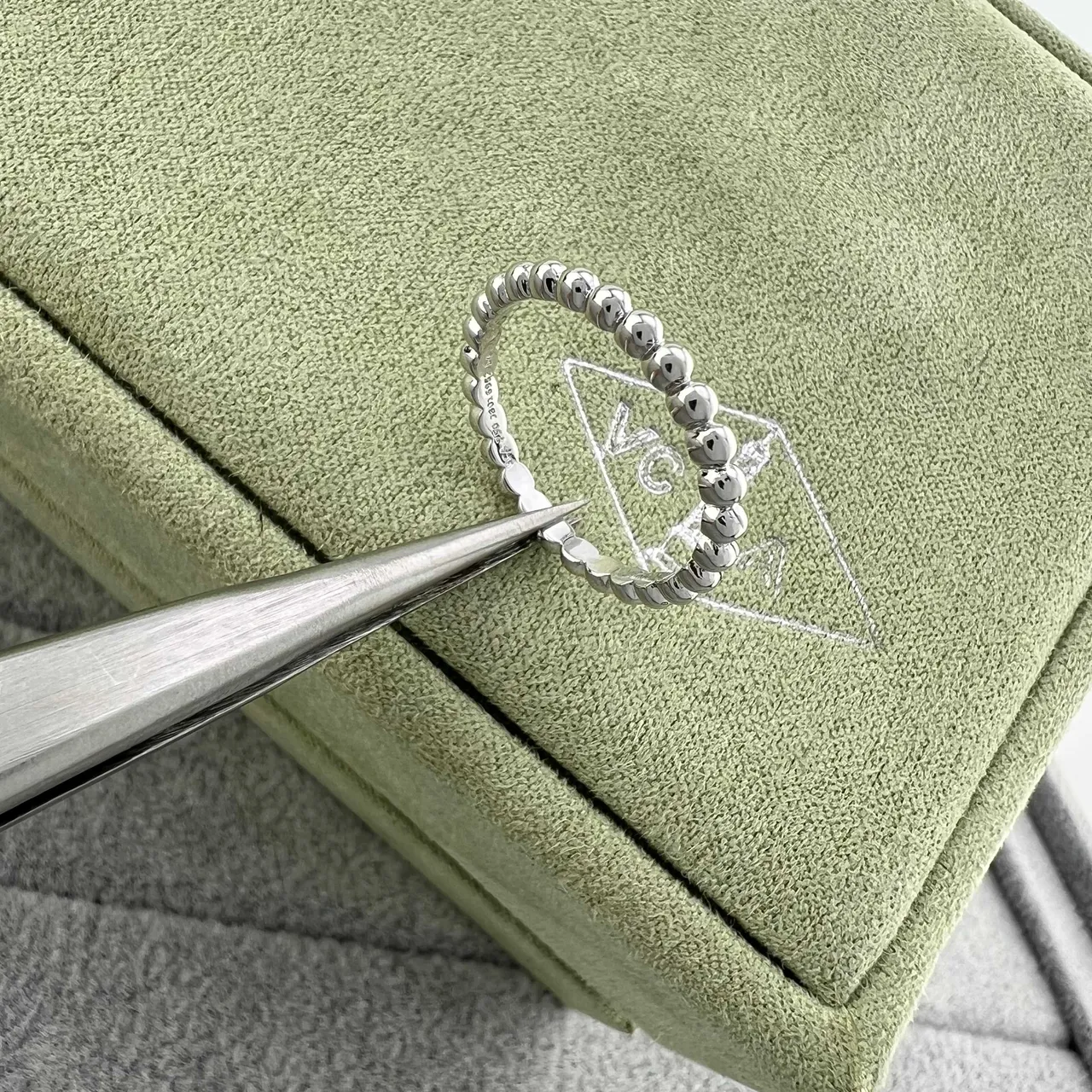 Gold Silver Beaded Edge Stackable Ring 3