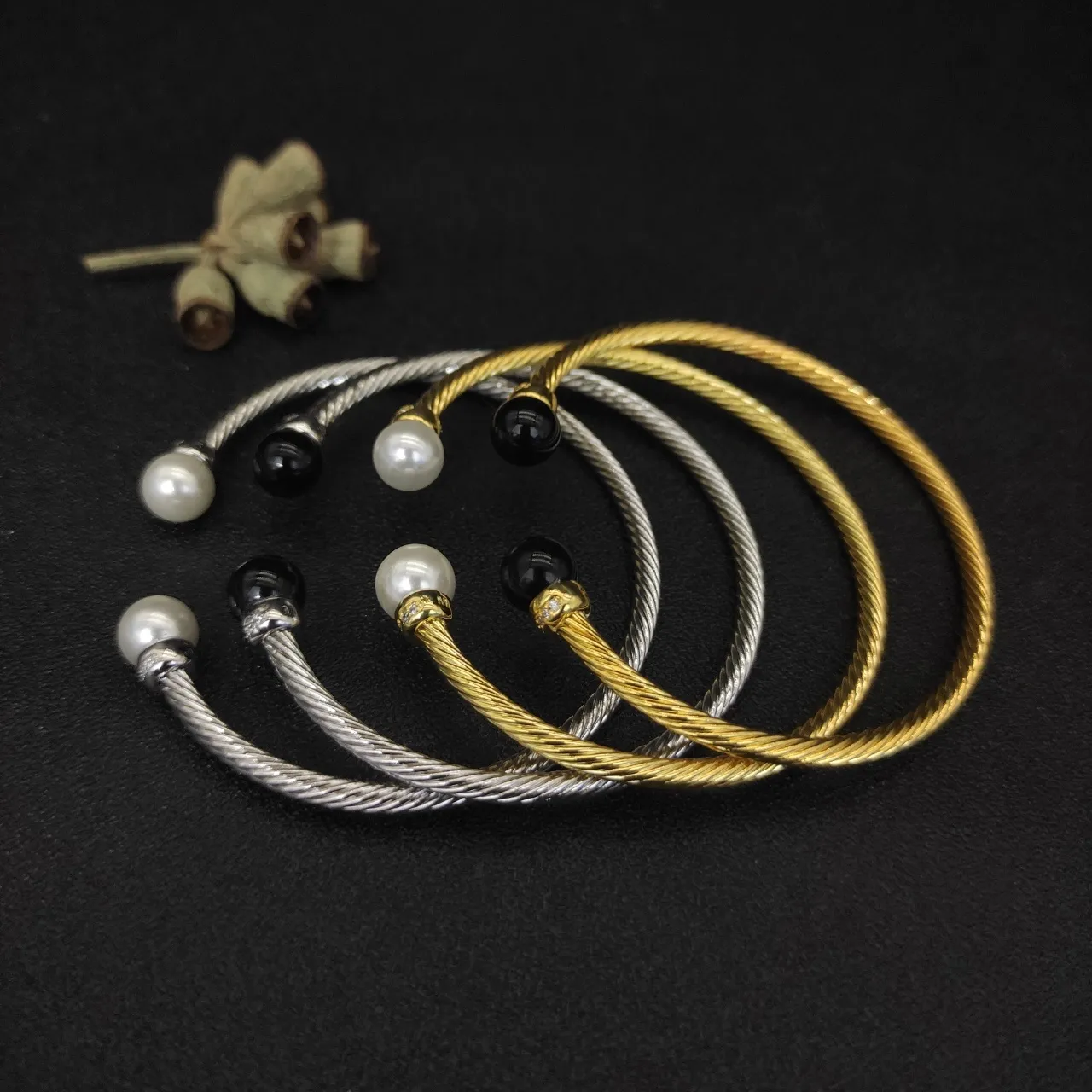 Gold Silver Cable-Style Twisted Wire Bracelet 8