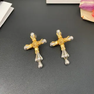 Gold Silver Cross-Shaped Two-Tone Metal Jewelry