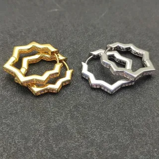 Gold Silver Geometric Layered Pavé-Set Jewelry