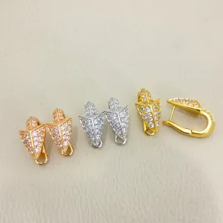 Oro y Plata Pave-Set Flecha Pendientes