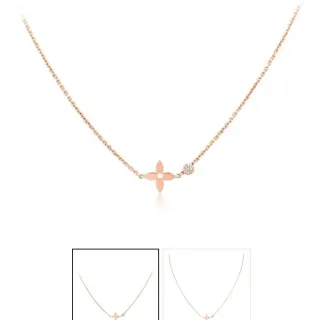 Collier Chaîne Or Argent Rose à Quatre Pétales Floral