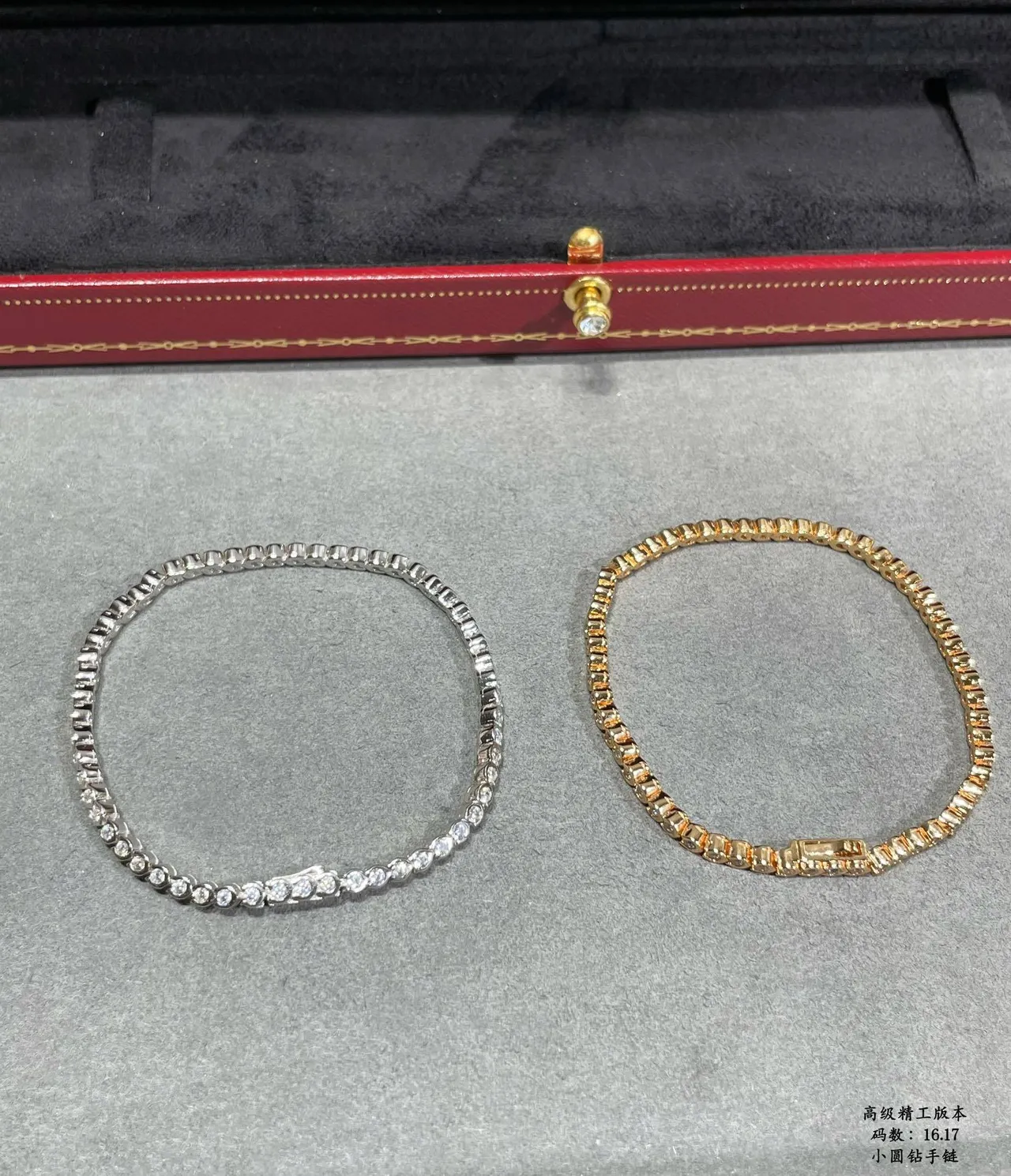 Gold Silver Thin Bangle Bezel-Set Round Stones Bracelet 5