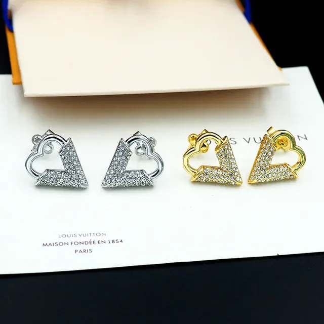 Gold-Tone Heart and V Pavé Crystal Stud Earrings 7