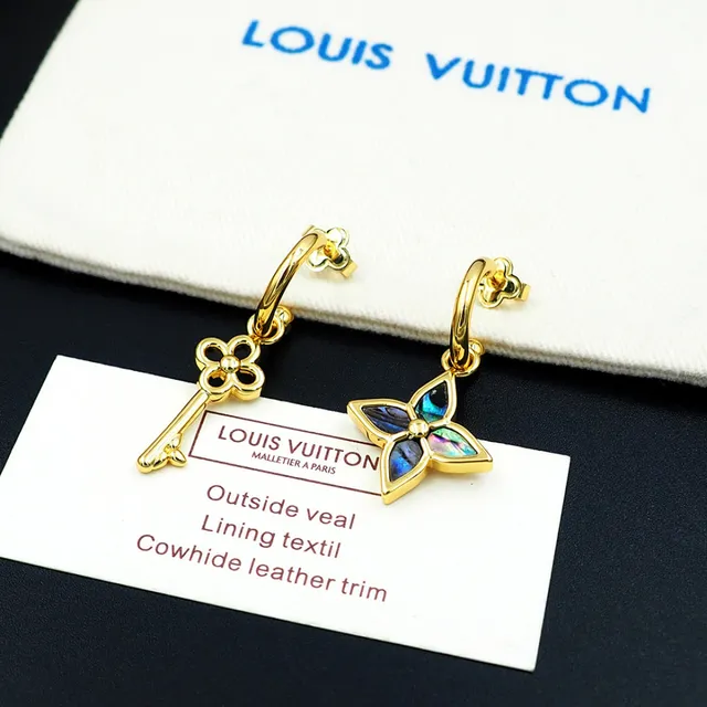 Brincos com chave Gold-Tone e Quatrefoil de concha incrustada 11