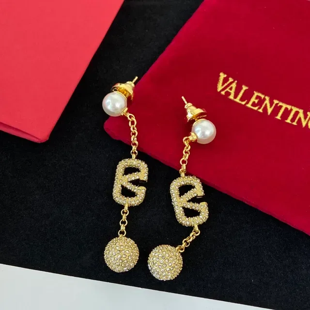 Gold-Tone Pavé Crystal Pearl Logo-Motif Dangle Earrings 2