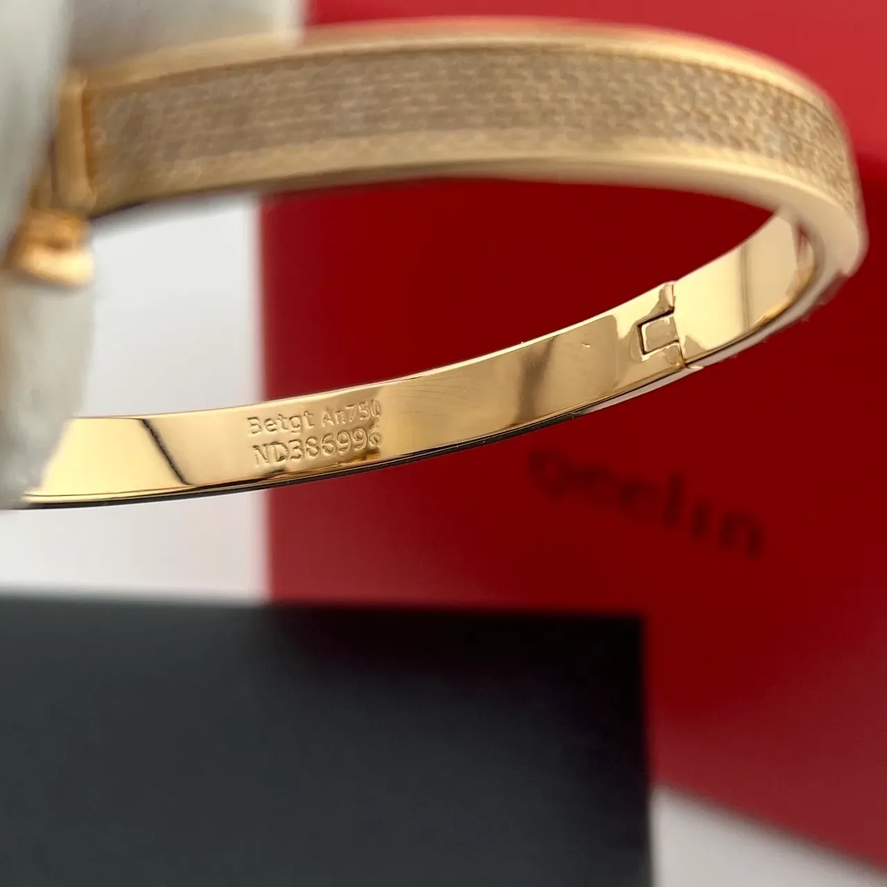 Gold-Tone Pavé Heart Inlay Bangle Bracelets 3