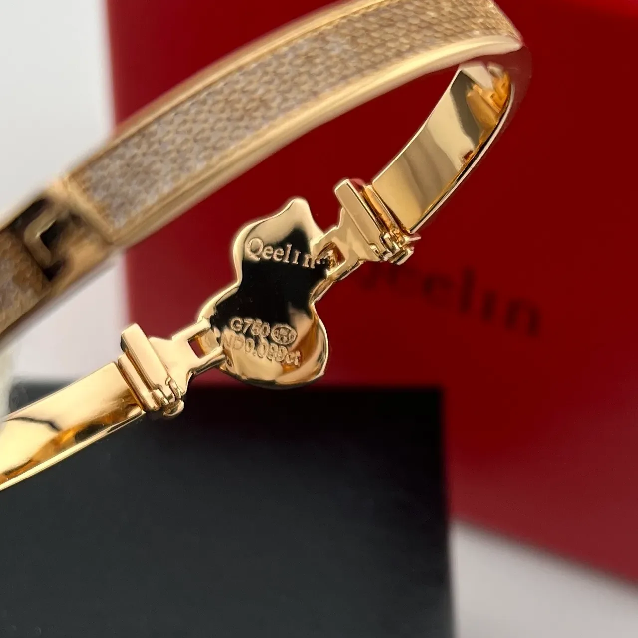 Gold-Tone Pavé Heart Inlay Bangle Bracelets 4
