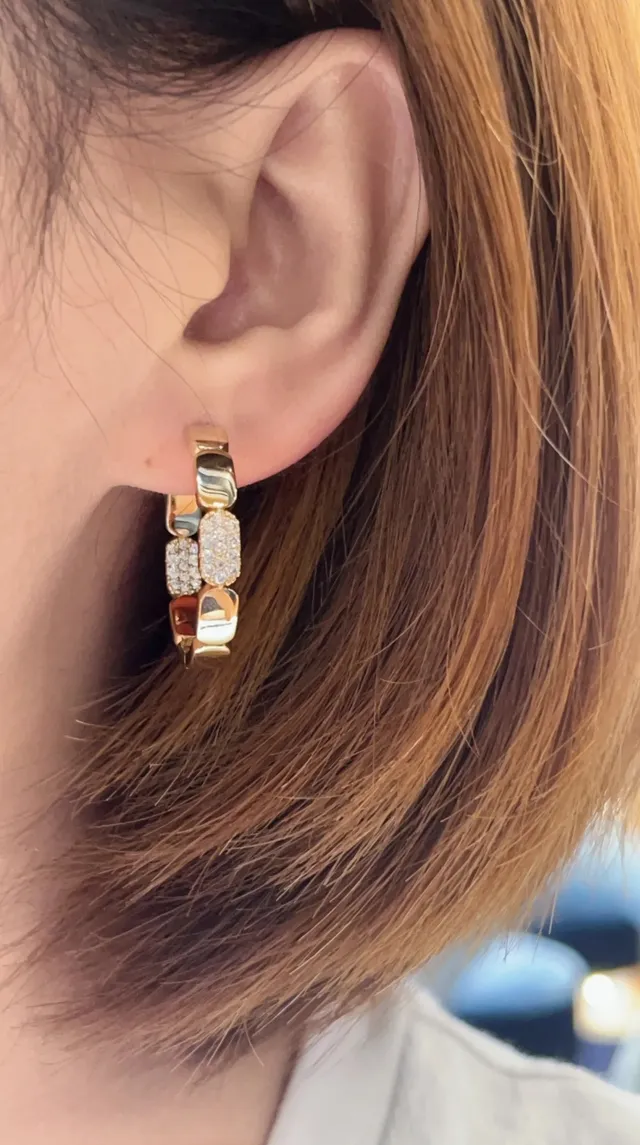Gold-Tone Segmented Pavé Hoop Earrings 4